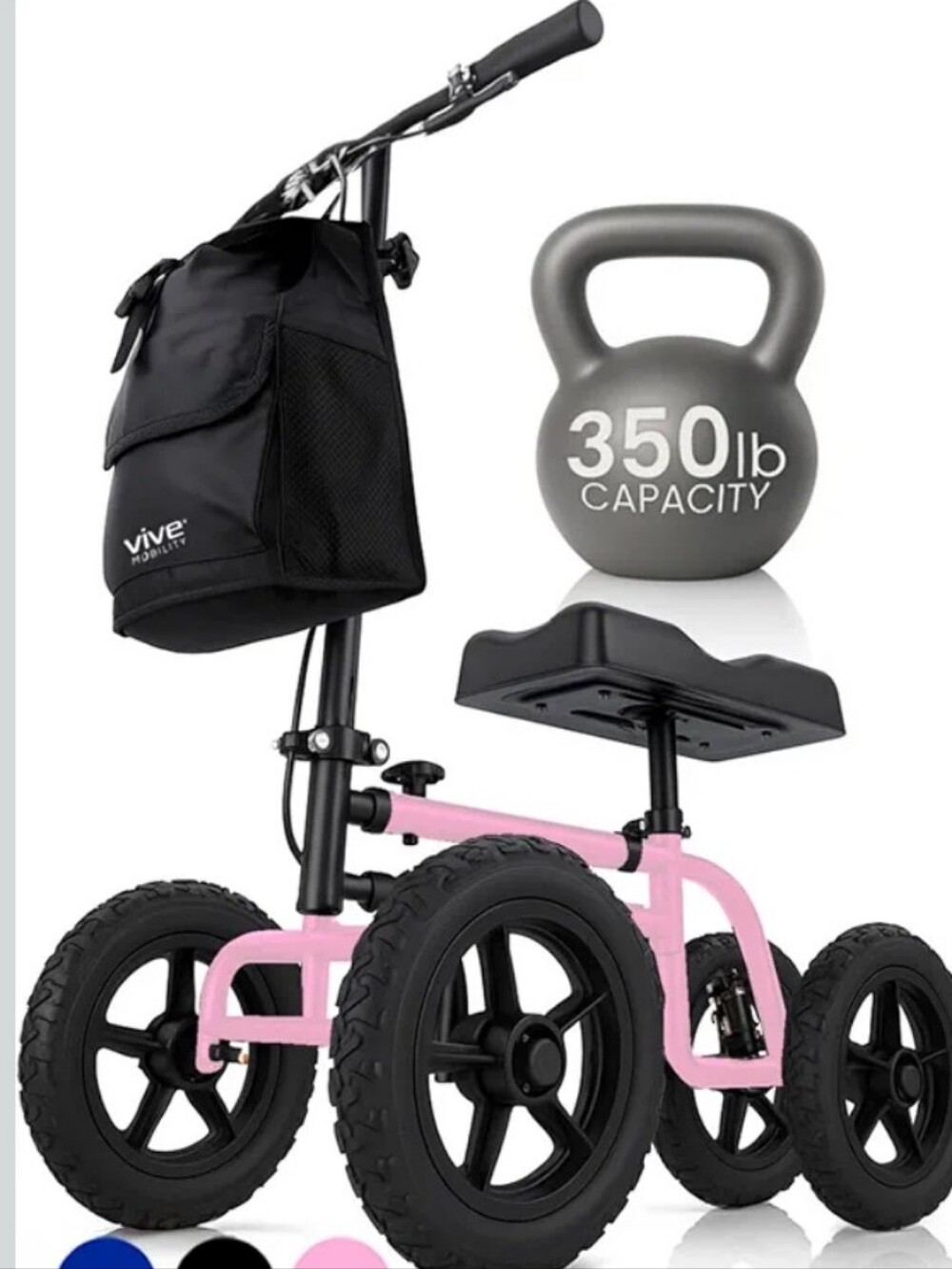 Vive Mobility Four-Wheel Rollator Walker - Pink & Black